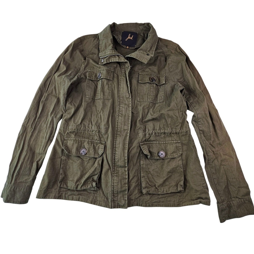 Jack by BB Dakota Olive Green Utility Field Jacket Womens Medium Full Zip Snap